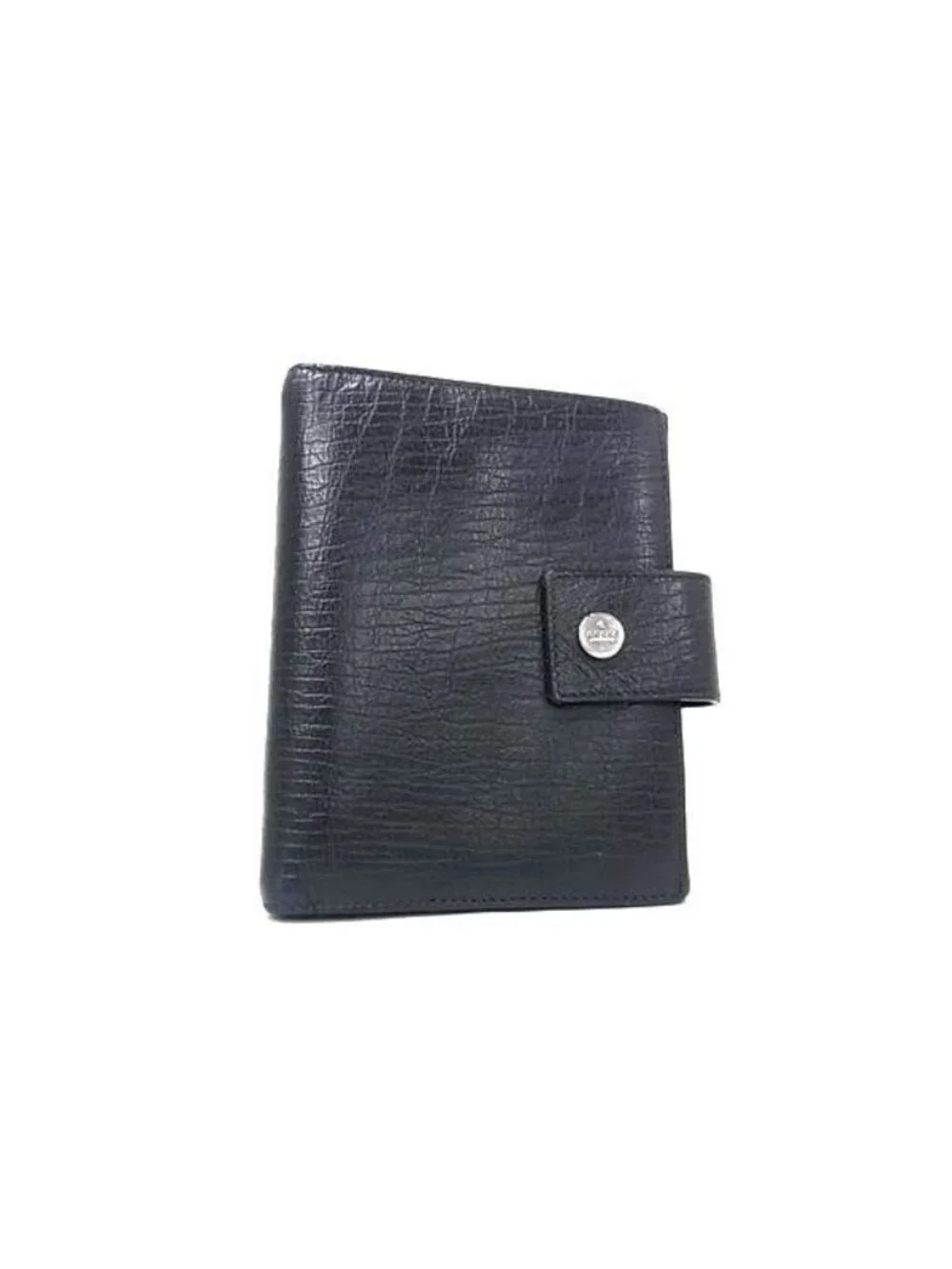 Gucci Notebook Cover Black Leather 6 Hole Type Agenda